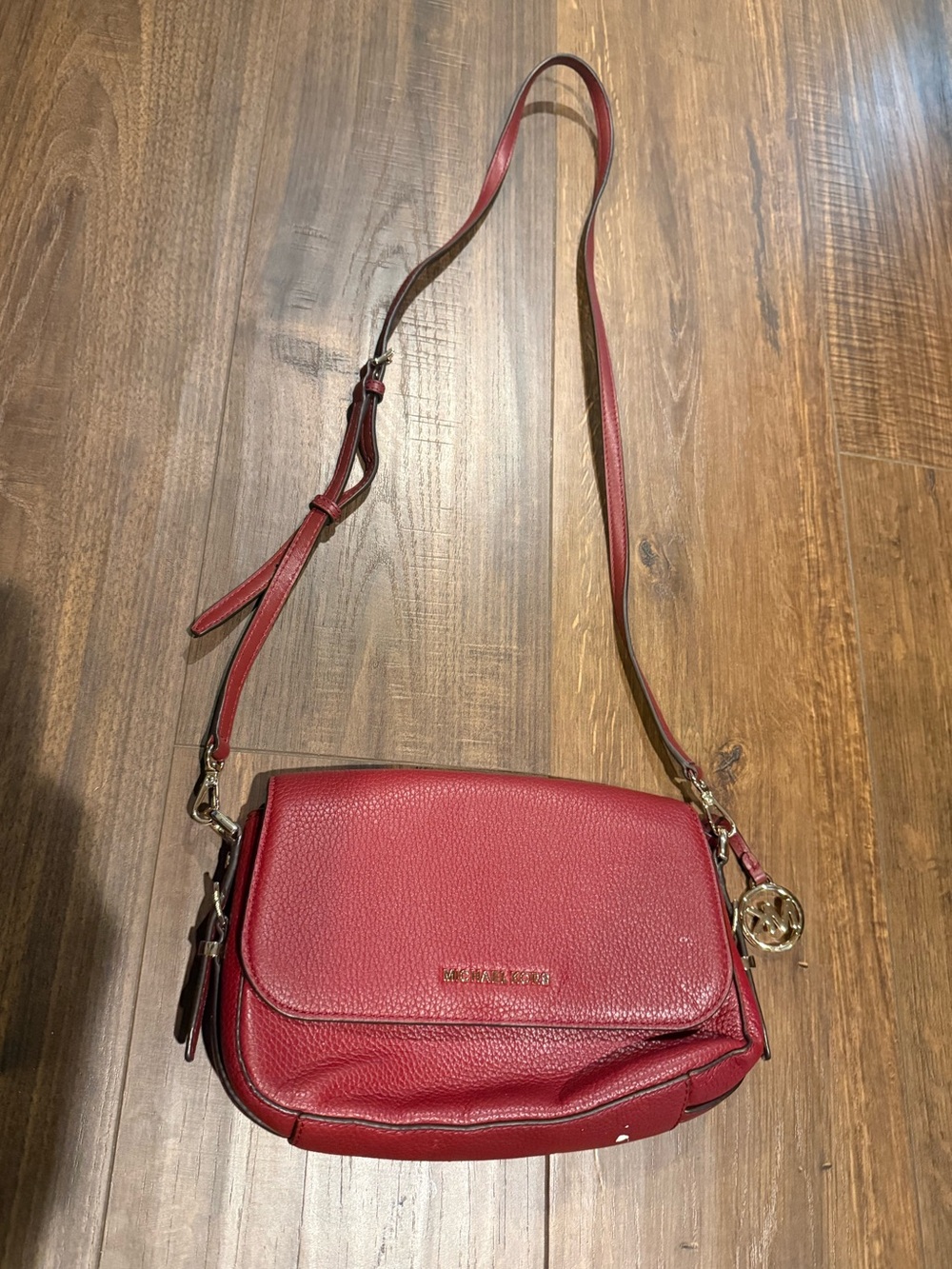 Michael Kors Burgundy Pebbled Leather Crossbody Bag